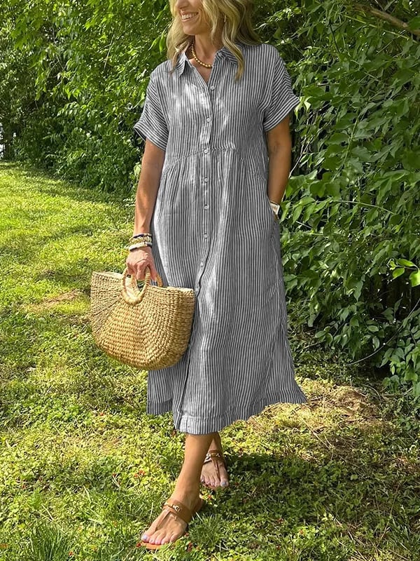 Wilma™ | Randig skjortklänning med tidlös elegans