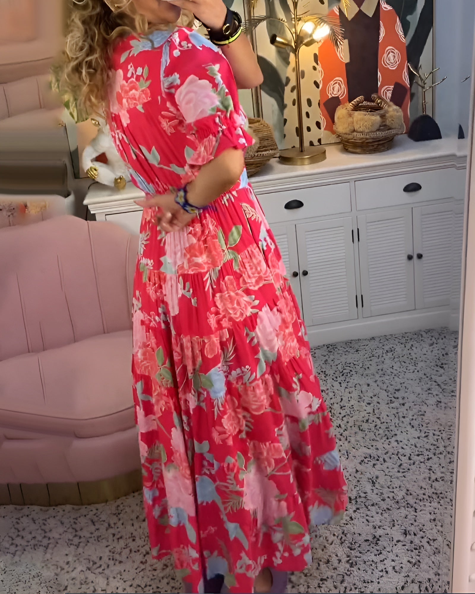 Selma™ | Elegant sommarklänning med blommönster och V-ringning