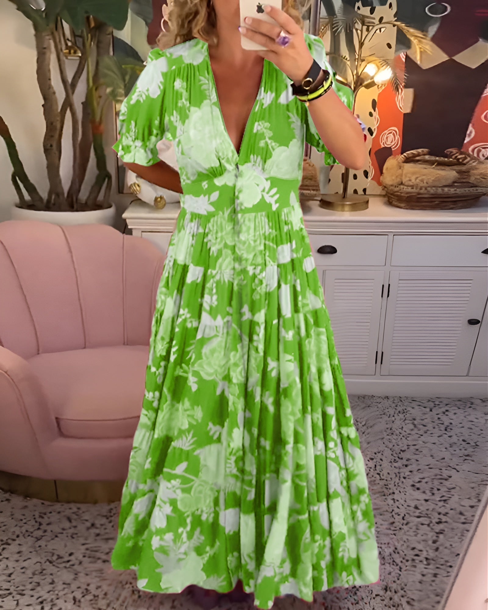 Selma™ | Elegant sommarklänning med blommönster och V-ringning