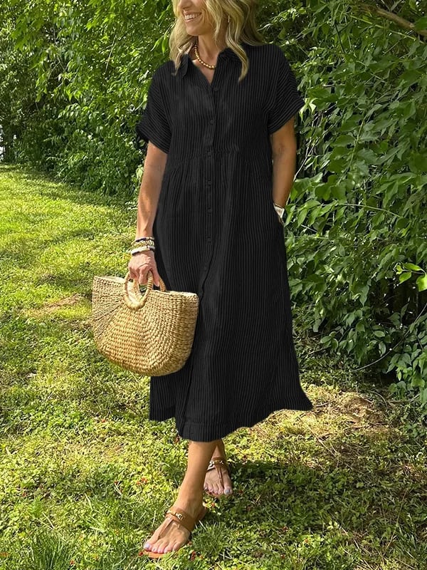 Wilma™ | Randig skjortklänning med tidlös elegans