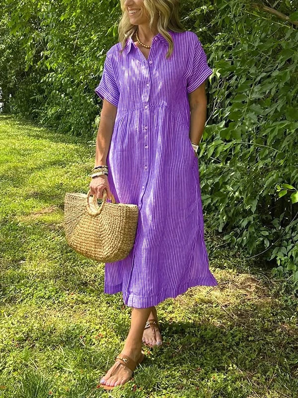 Wilma™ | Randig skjortklänning med tidlös elegans