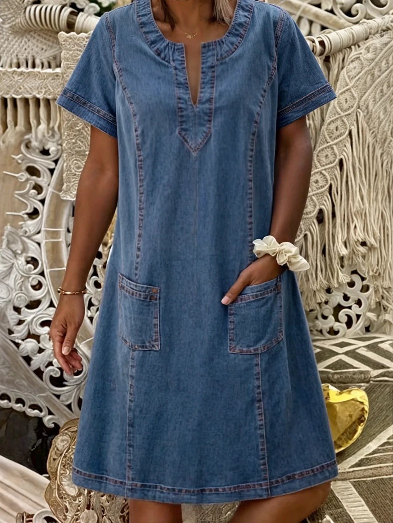 Mia | Mjuk denimklänning